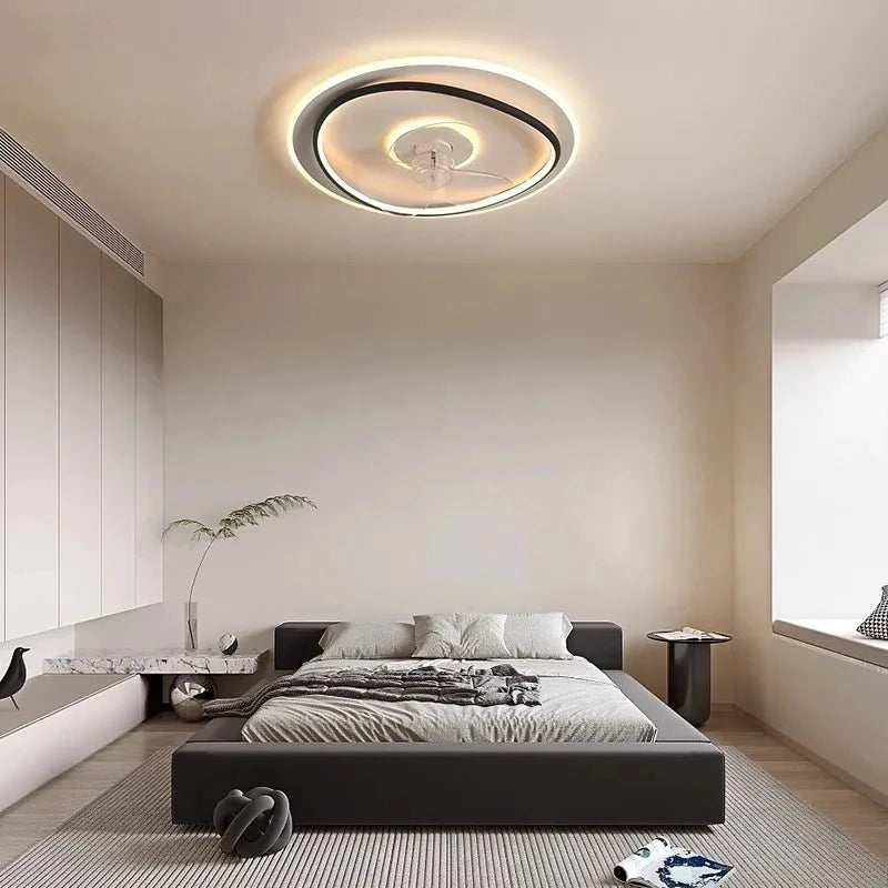 Modern LED Ceiling Fan Light Remote Dimming 6 Levels of Wind Speed Home Electric Fan Lamp Silent Bedroom Living Room Chandelier