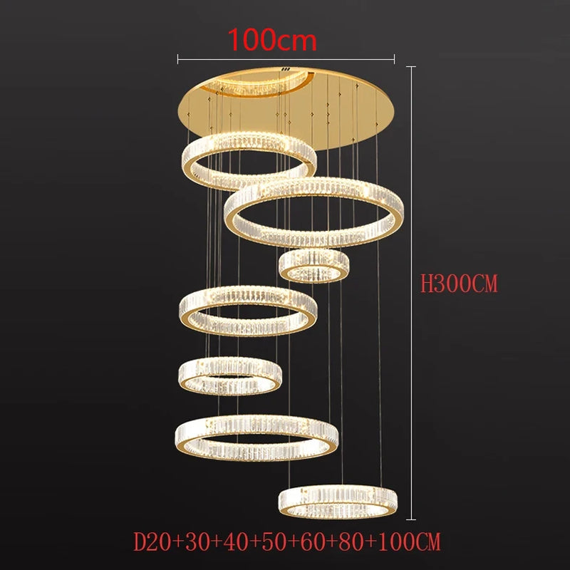 Modern Home Decoration Crystal Chandelier, Stair Pendant Lamp, Living Room Pendant Lights, Interior Lighting