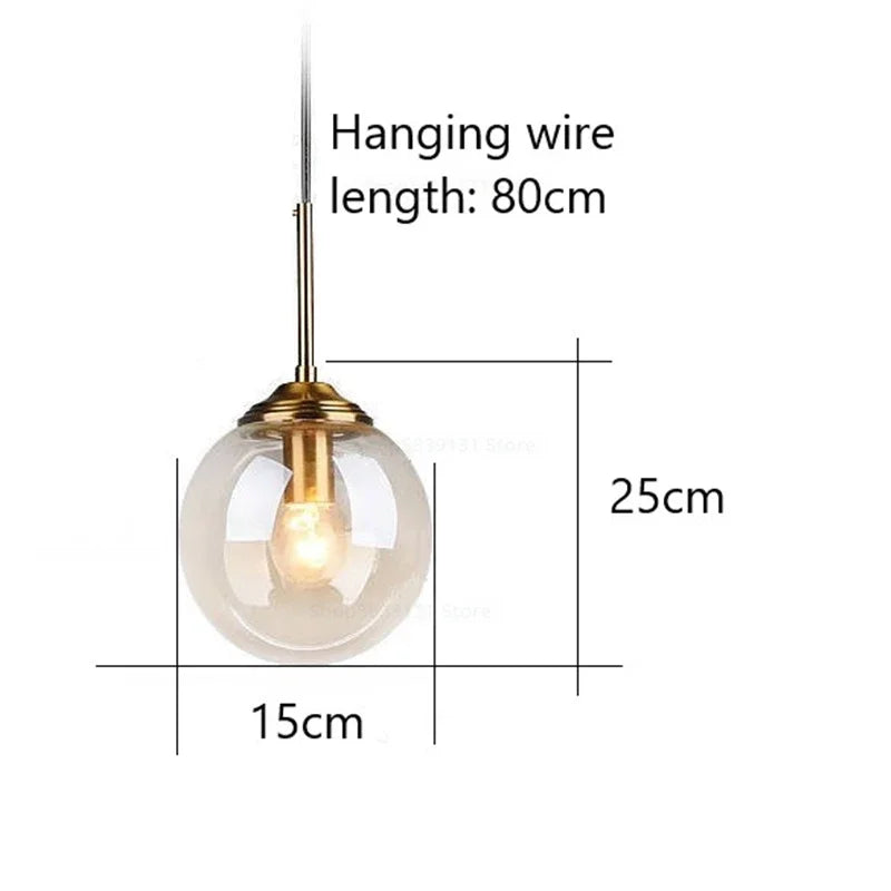 Nordic Modern Gray Glass Ball Island Pendant Lights Vintage Mirror beside Bedroom Lamp Living Room Decor for Home Light Fixtures