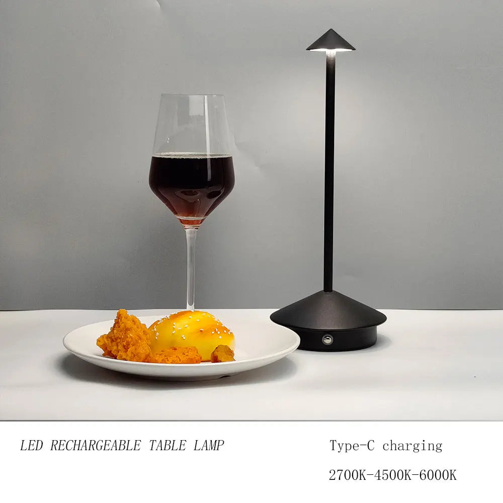 Cordless Table Lamp Portable LED Desk Lamp Mordern Rechargeable Nightstand Lamp in Aluminum Dimmable Table Light Indoor Outdoor