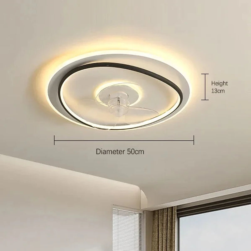 Modern LED Ceiling Fan Light Remote Dimming 6 Levels of Wind Speed Home Electric Fan Lamp Silent Bedroom Living Room Chandelier