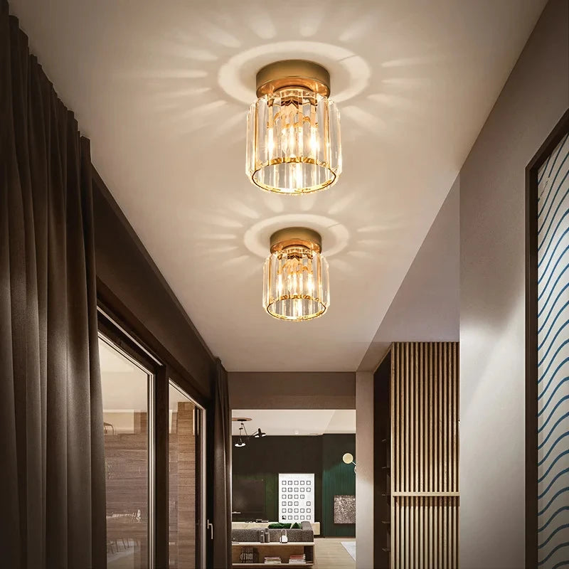 Crystal Ceiling Light Corridor Channel Ceiling Lamp Luxur Balcony Aisle Lamp Home Foyer Track Light Kitchen Ceiling Light
