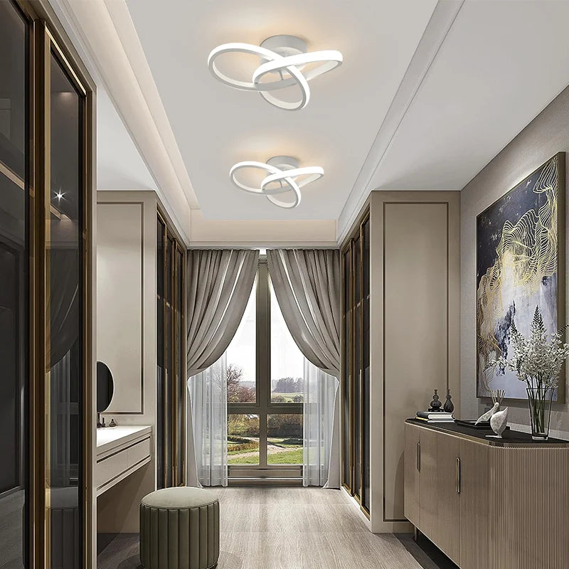 Household LED Chandelier Three Colors Lamp Modern Style Ceiling Lamp Bedroom Light Surface Installation 220V Dining Room Lamp