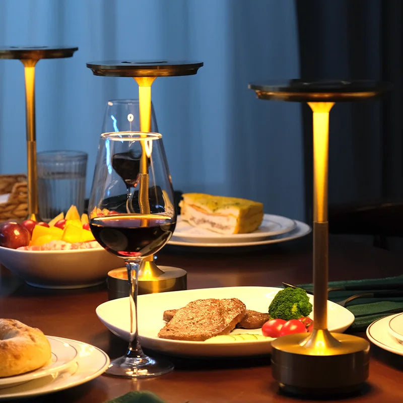LED Charging Desk Lamp Restaurant Decoration Atmosphere Lamp Retro Portable Cordless Touch USB-C Table Lamp