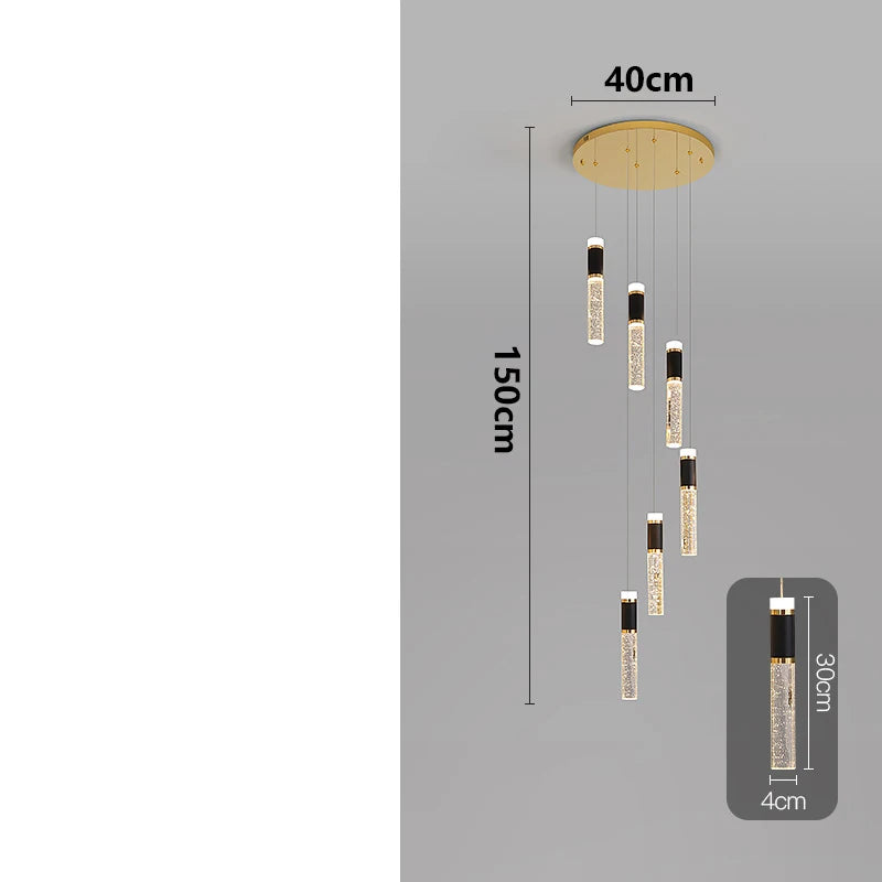 Modern Home Decoration Crystal Chandelier, Stair Pendant Lamp, Living Room Pendant Lights, Interior Lighting