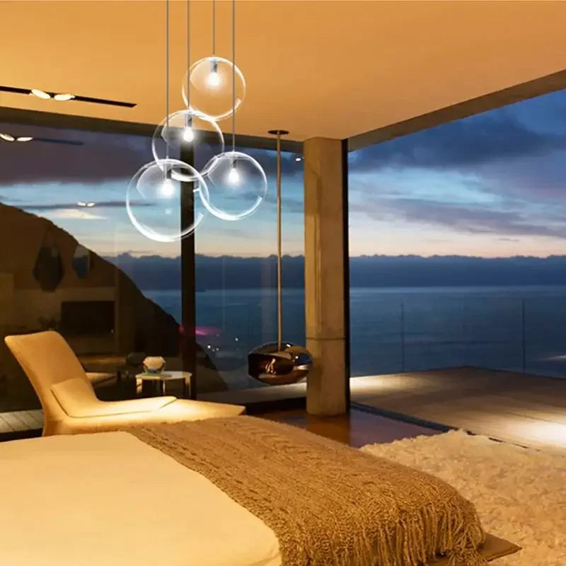 Bubble Pendant Light Glass Ball Pendant Lighting Creative Decoration Fixtures for Bedroom Study Dinner Room Bar Modern Pendant L