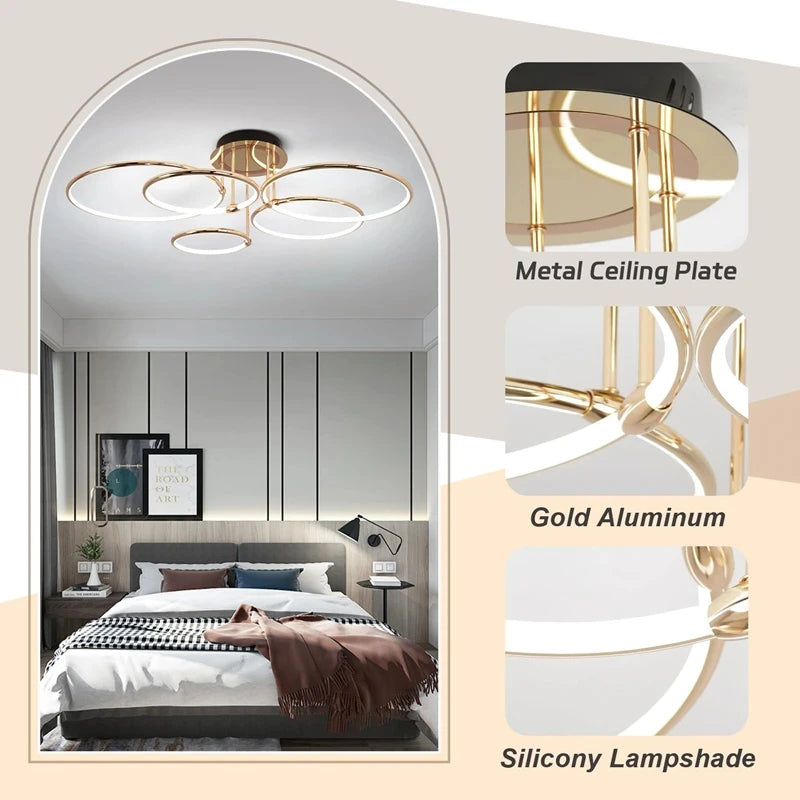Luxury Ring LED Ceiling Lamp Modern Gold Villa Living Room Light Home Decor Bedroom Dining Room Pendant Light Kitchen Chandelier