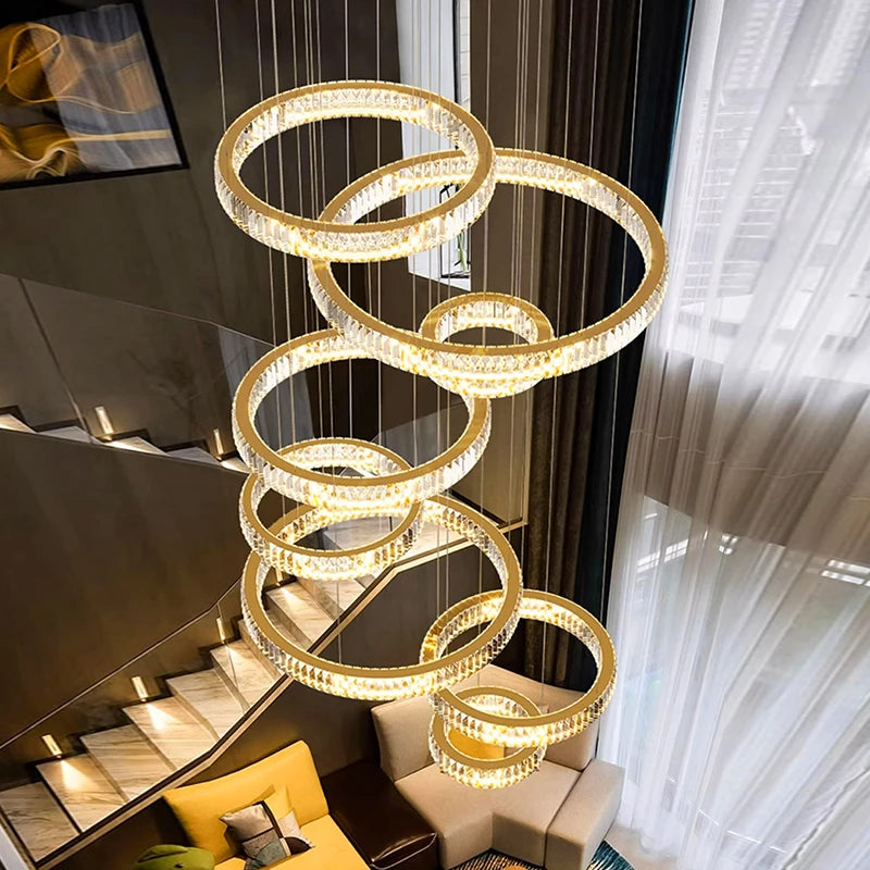 Modern Home Decoration Crystal Chandelier, Stair Pendant Lamp, Living Room Pendant Lights, Interior Lighting