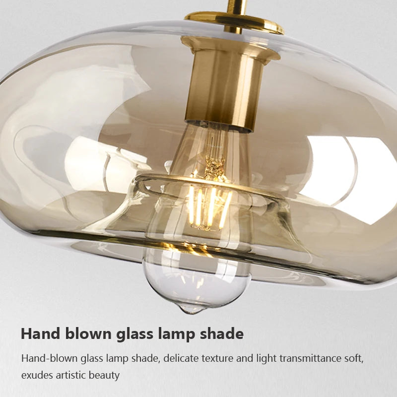 Modern Nordic Hanging Loft Glass Lustre Pendant Light Industrial Decor Lights Fixtures E27/E26 for Kitchen Restaurant Lamp