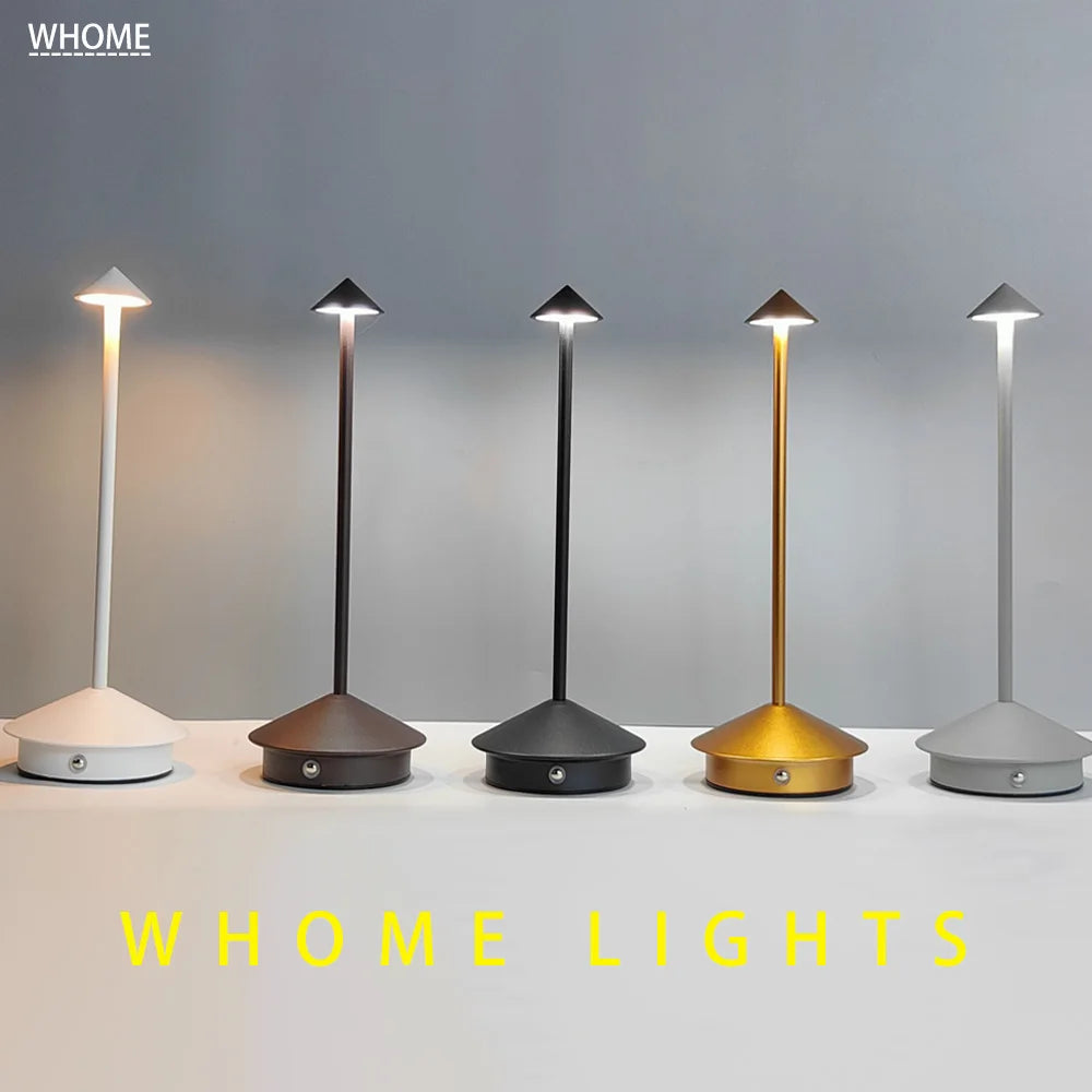 Cordless Table Lamp Portable LED Desk Lamp Mordern Rechargeable Nightstand Lamp in Aluminum Dimmable Table Light Indoor Outdoor