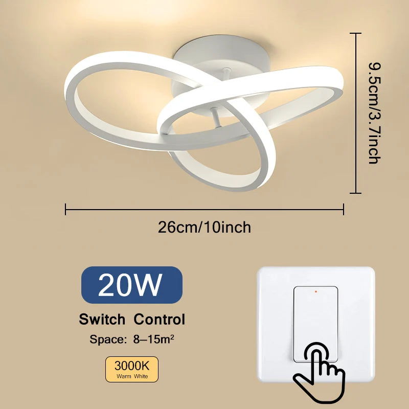Household LED Chandelier Three Colors Lamp Modern Style Ceiling Lamp Bedroom Light Surface Installation 220V Dining Room Lamp