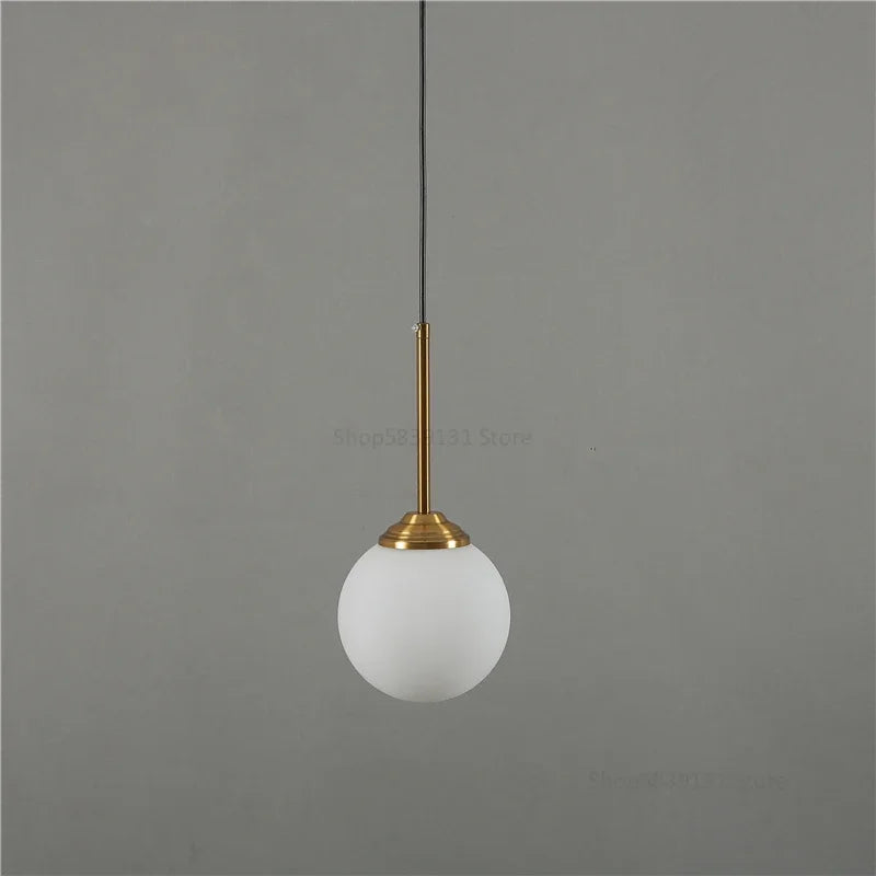Nordic Modern Gray Glass Ball Island Pendant Lights Vintage Mirror beside Bedroom Lamp Living Room Decor for Home Light Fixtures