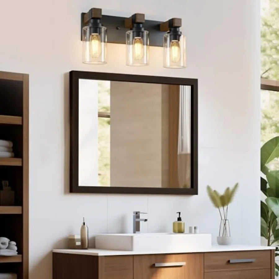 Farmhouse Bathroom Vanity Light Fixtures Rustic Wood Vanity Lights for Bathroom Vintage Wall Sconces Lighting Light Fixtures Ov