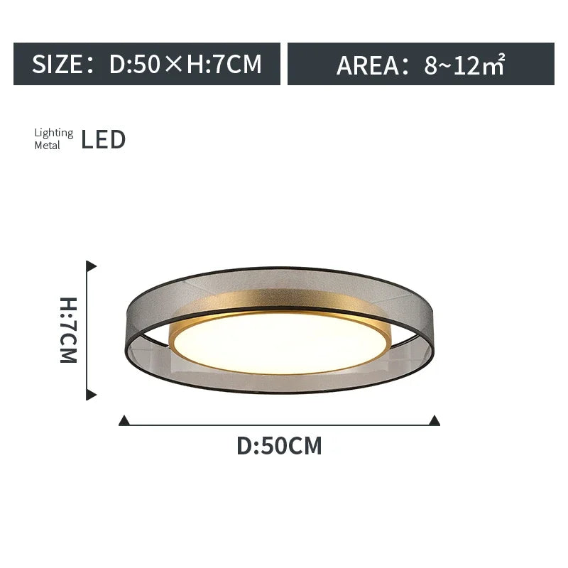 LED Ceiling Light All Copper Modern Living Room Light Nordic Simple Room round Bedroom Decorative Light Ceiling Light
