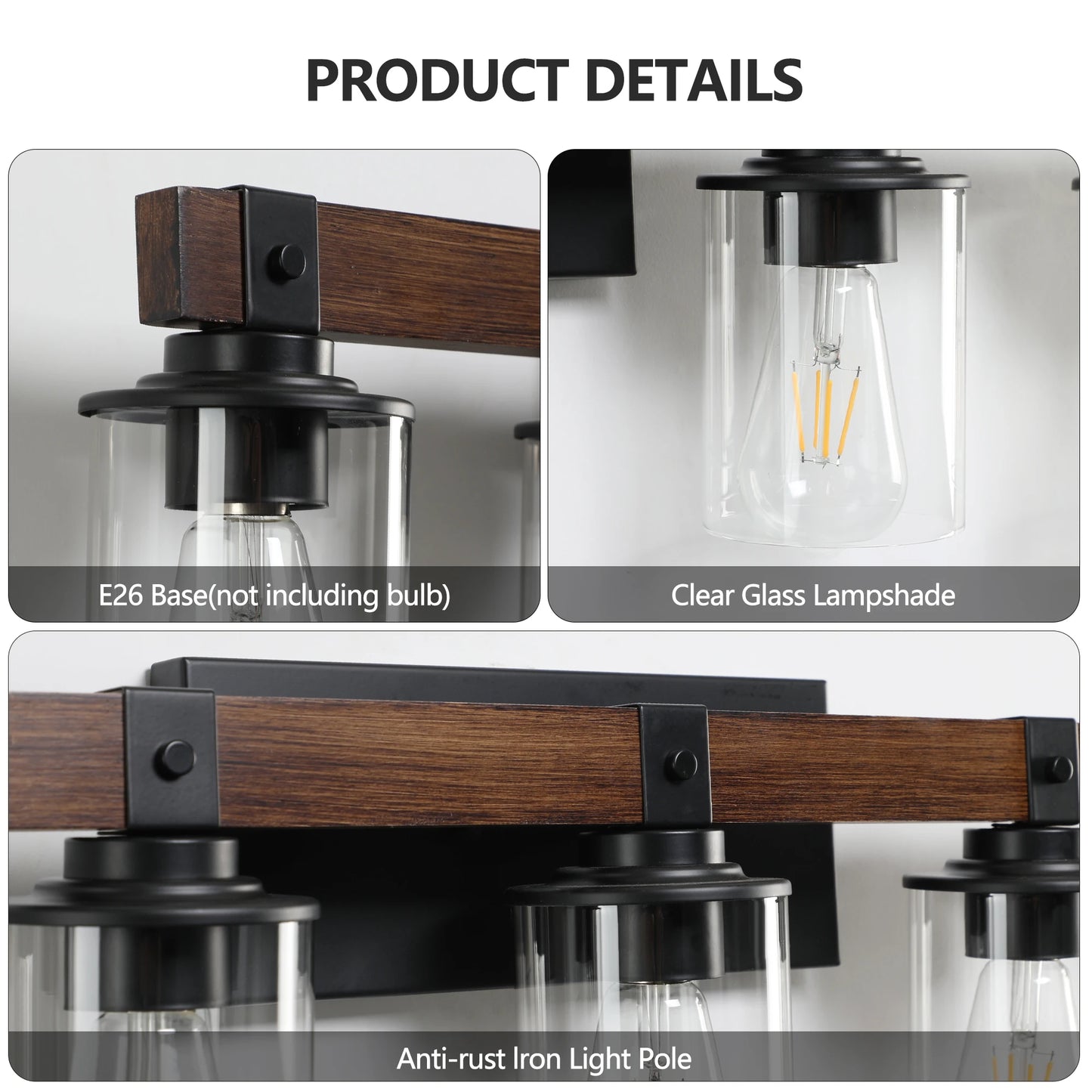 6-Lights Farmhouse Vanity Lights Fixture Rustic Bathroom Light Fixture Bathroom Sconce(Without Bulbs)