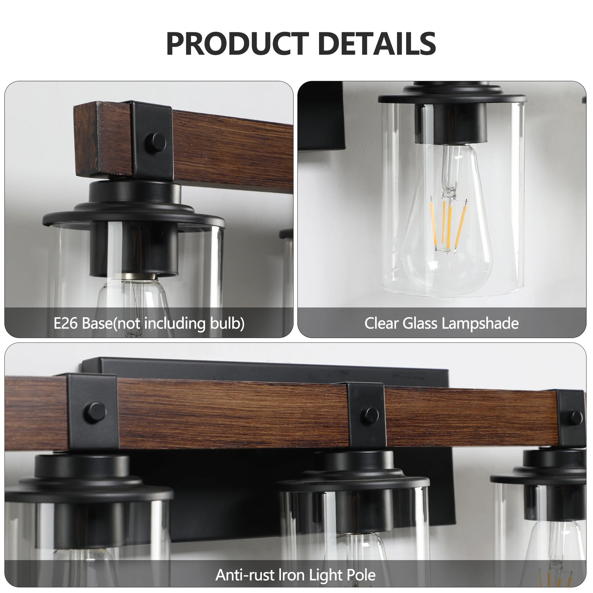 6-Lights Farmhouse Vanity Lights Fixture Rustic Bathroom Light Fixture Bathroom Sconce(Without Bulbs)
