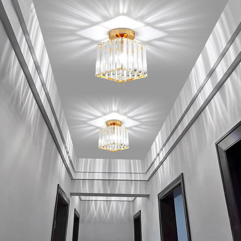 Crystal Ceiling Light Corridor Channel Ceiling Lamp Luxur Balcony Aisle Lamp Home Foyer Track Light Kitchen Ceiling Light