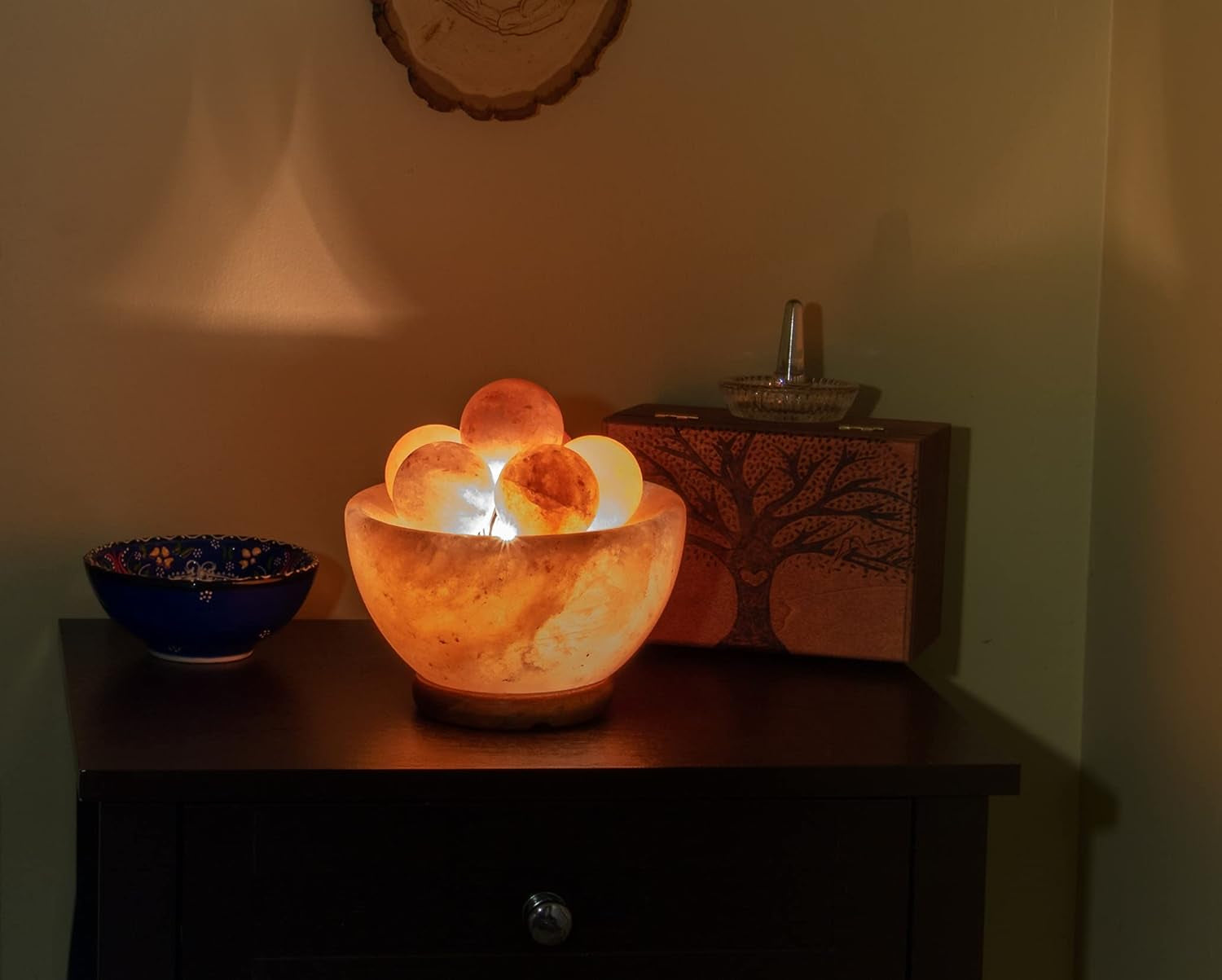 Himalayan Fire Bowl Salt Lamp with 6 Massage Balls Premium Quality Authentic from Pakistan