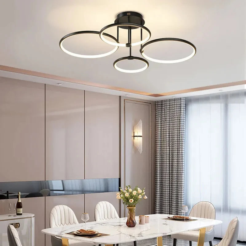 Luxury Ring LED Ceiling Lamp Modern Gold Villa Living Room Light Home Decor Bedroom Dining Room Pendant Light Kitchen Chandelier