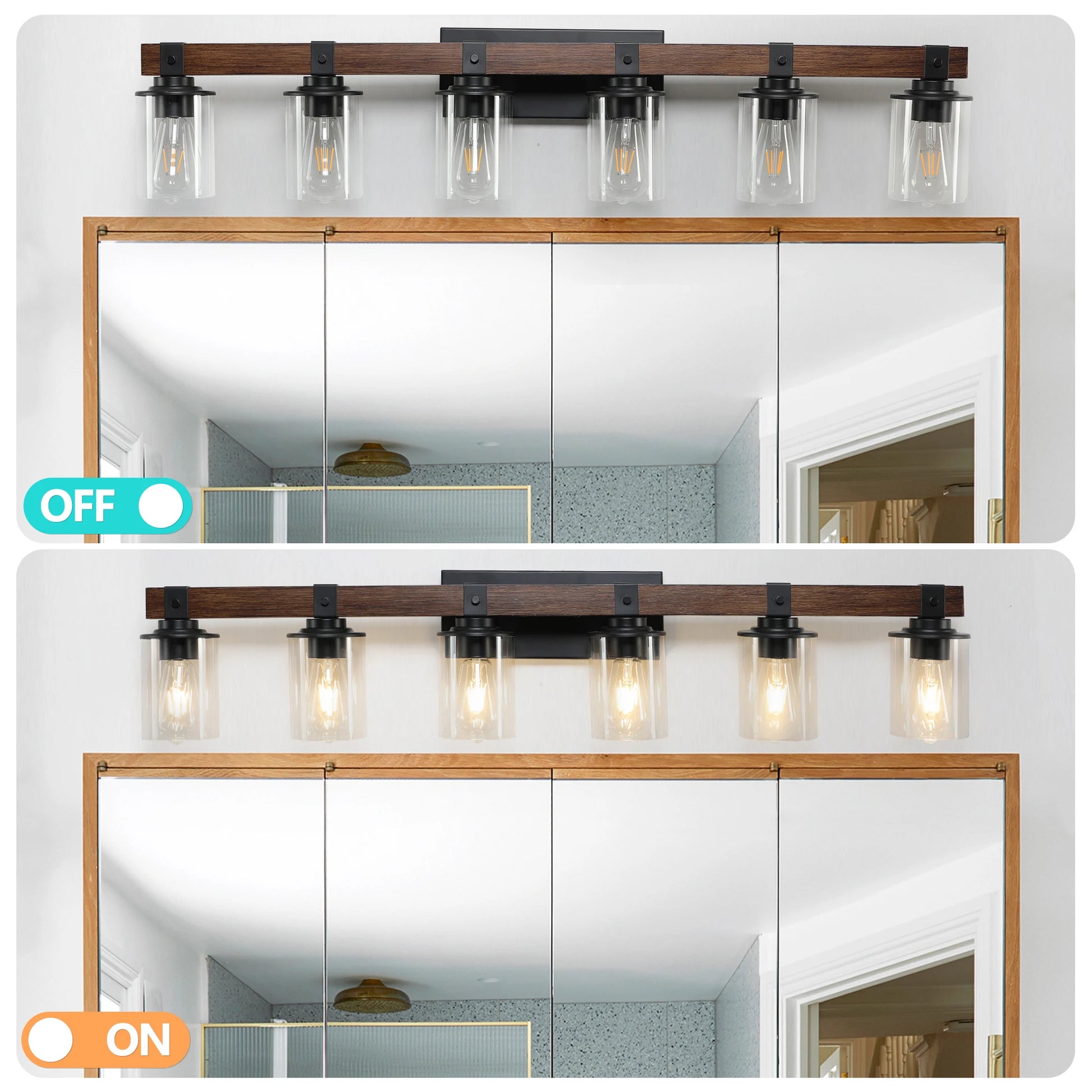 6-Lights Farmhouse Vanity Lights Fixture Rustic Bathroom Light Fixture Bathroom Sconce(Without Bulbs)