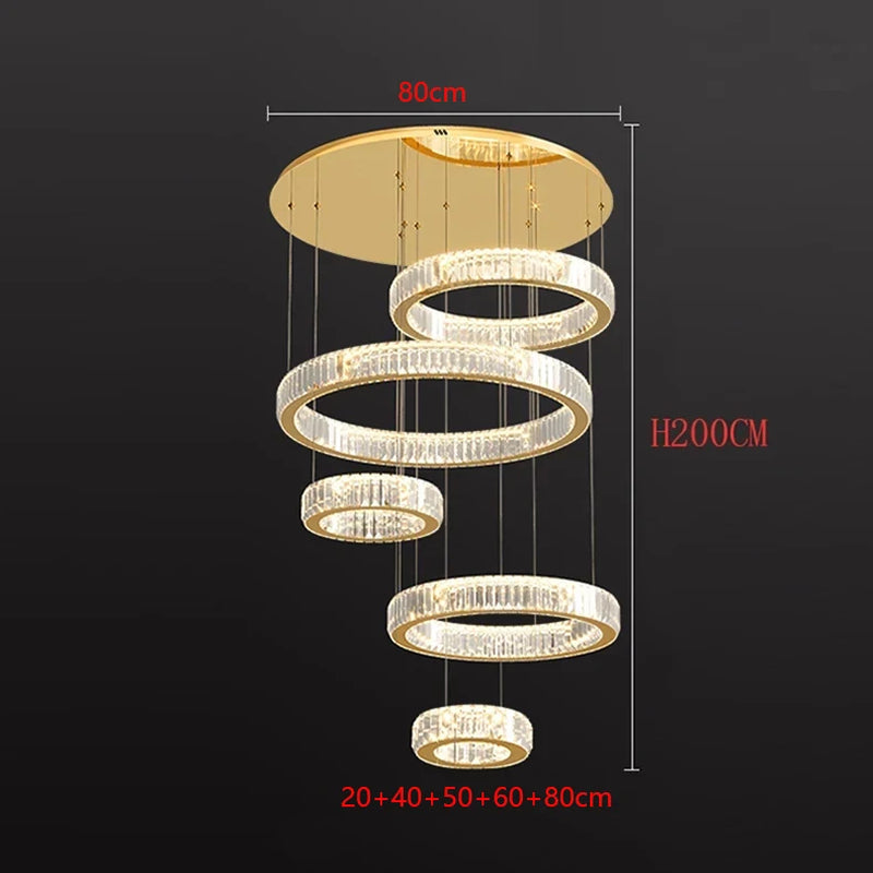 Modern Home Decoration Crystal Chandelier, Stair Pendant Lamp, Living Room Pendant Lights, Interior Lighting