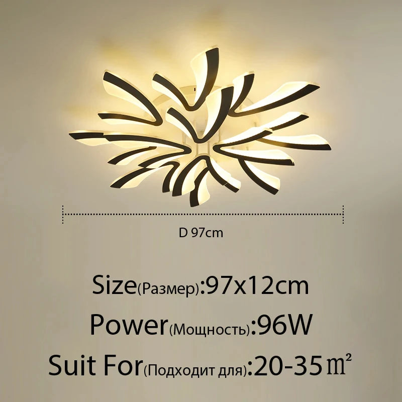 LED Ceiling Lamp Living Room Light Modern Acrylic Bedroom Lighting Fixtures AC90/260V Creative Dandelion Design Dining Room Lamp