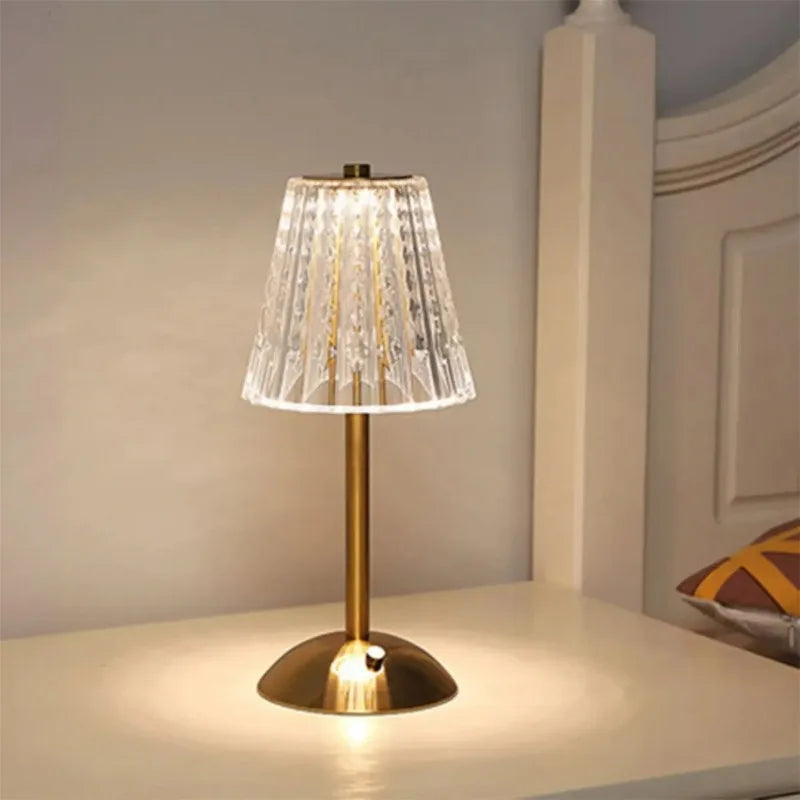 Table Lamp Bedroom, Bedside Lamp Light Luxury Diamond Crystal Lamp High-End Atmosphere Lamp Charging Touch Small Night Lamp