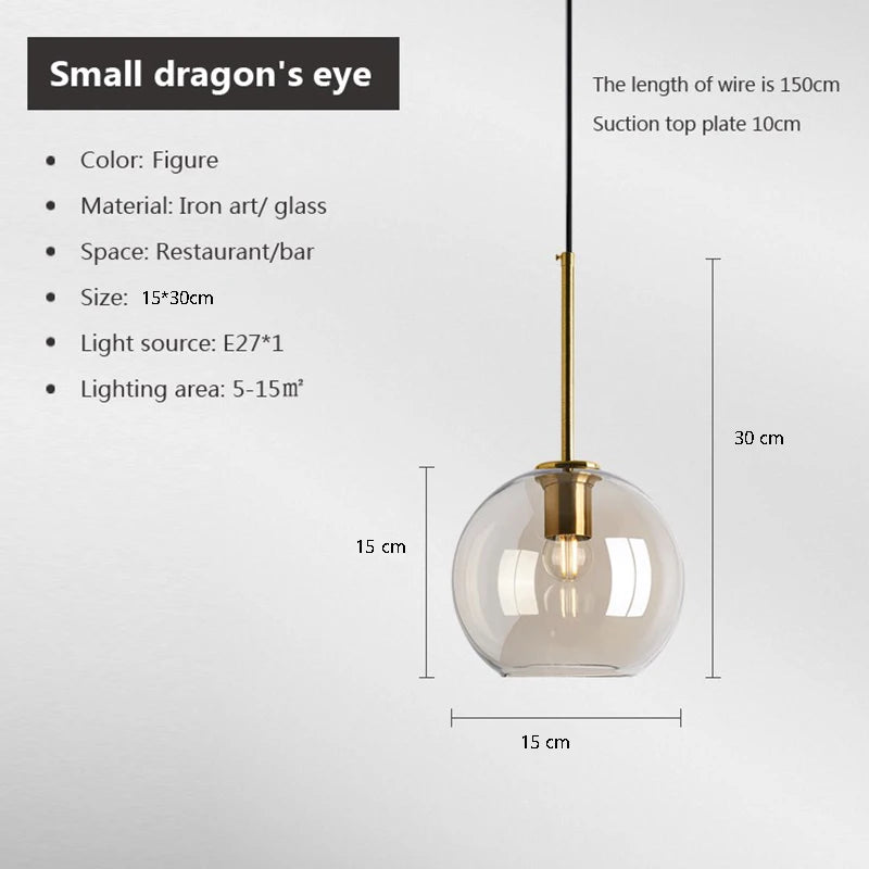 Modern Nordic Hanging Loft Glass Lustre Pendant Light Industrial Decor Lights Fixtures E27/E26 for Kitchen Restaurant Lamp