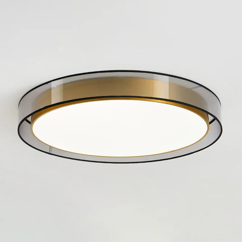 LED Ceiling Light All Copper Modern Living Room Light Nordic Simple Room round Bedroom Decorative Light Ceiling Light