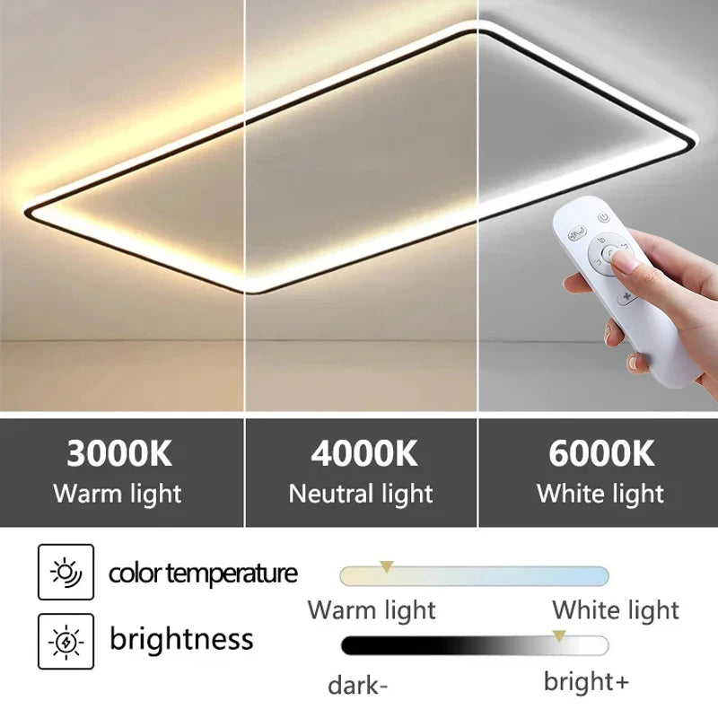 Remote Dimming Ultrathin Living Room Light Modern Minimalist LED Ceiling Lamp Lustre Home Decor Bedroom Study Ceiling Chandelier