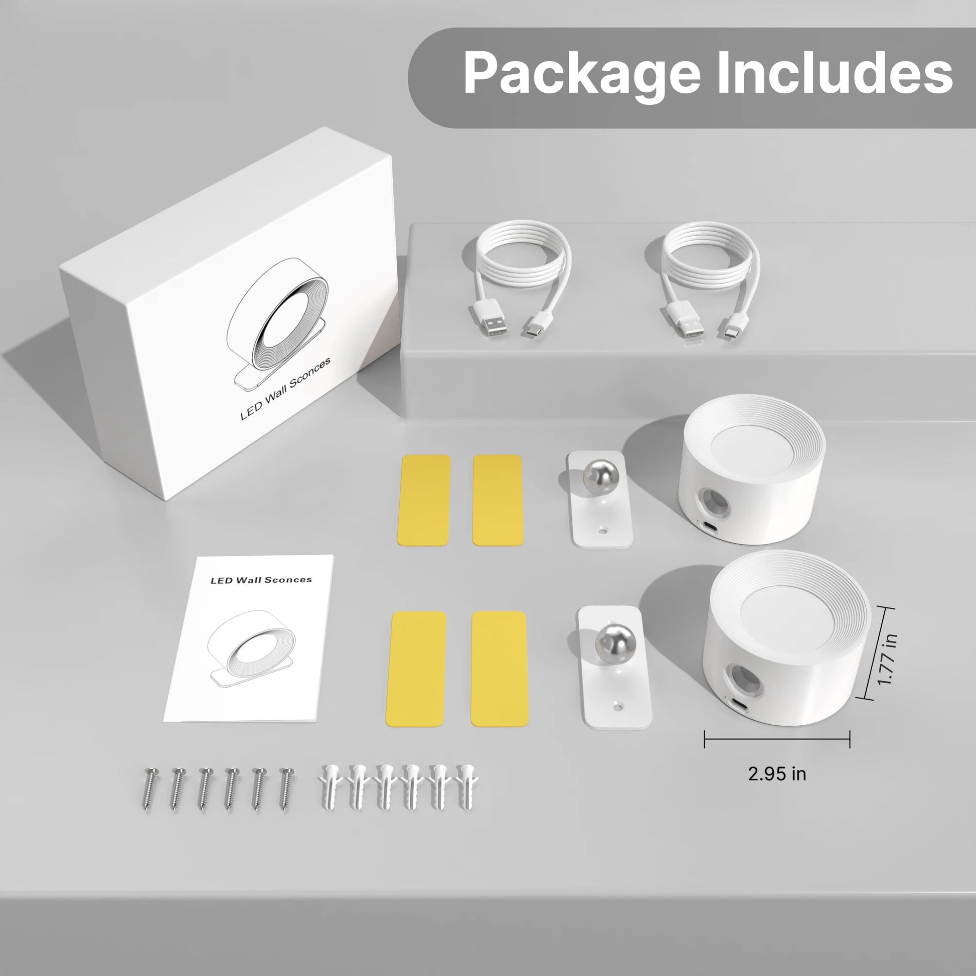LED Indoor Wall Lamps with 2000Mah Rechargeable Battery 360 Rotation Wall Light Adjustable Modern Nordic Fixtures Bedroom Decor