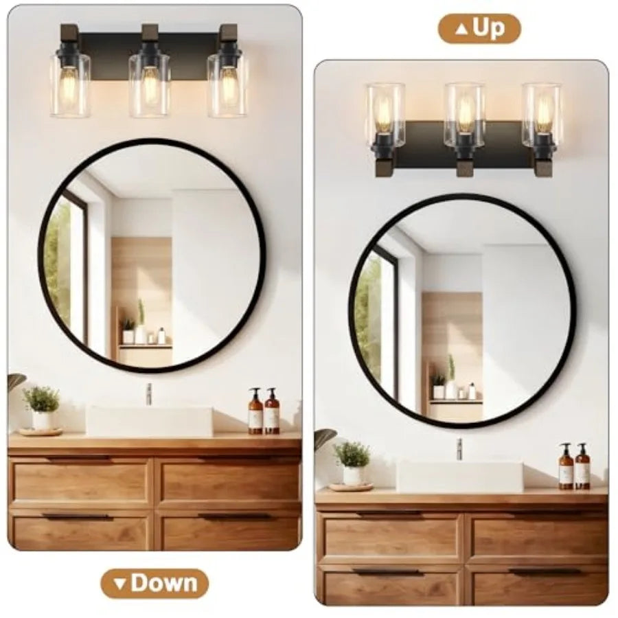 Farmhouse Bathroom Vanity Light Fixtures Rustic Wood Vanity Lights for Bathroom Vintage Wall Sconces Lighting Light Fixtures Ov