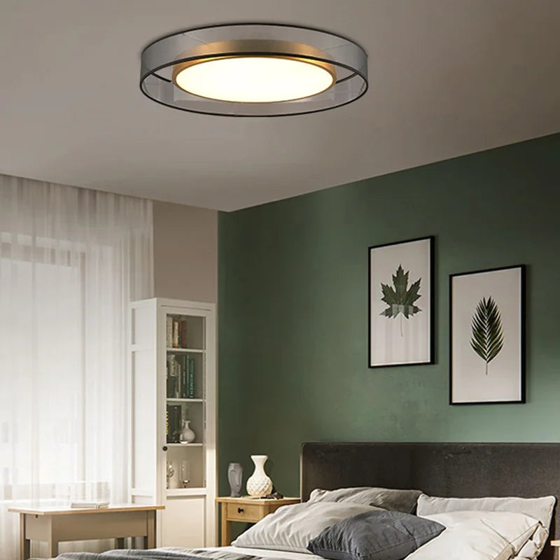LED Ceiling Light All Copper Modern Living Room Light Nordic Simple Room round Bedroom Decorative Light Ceiling Light