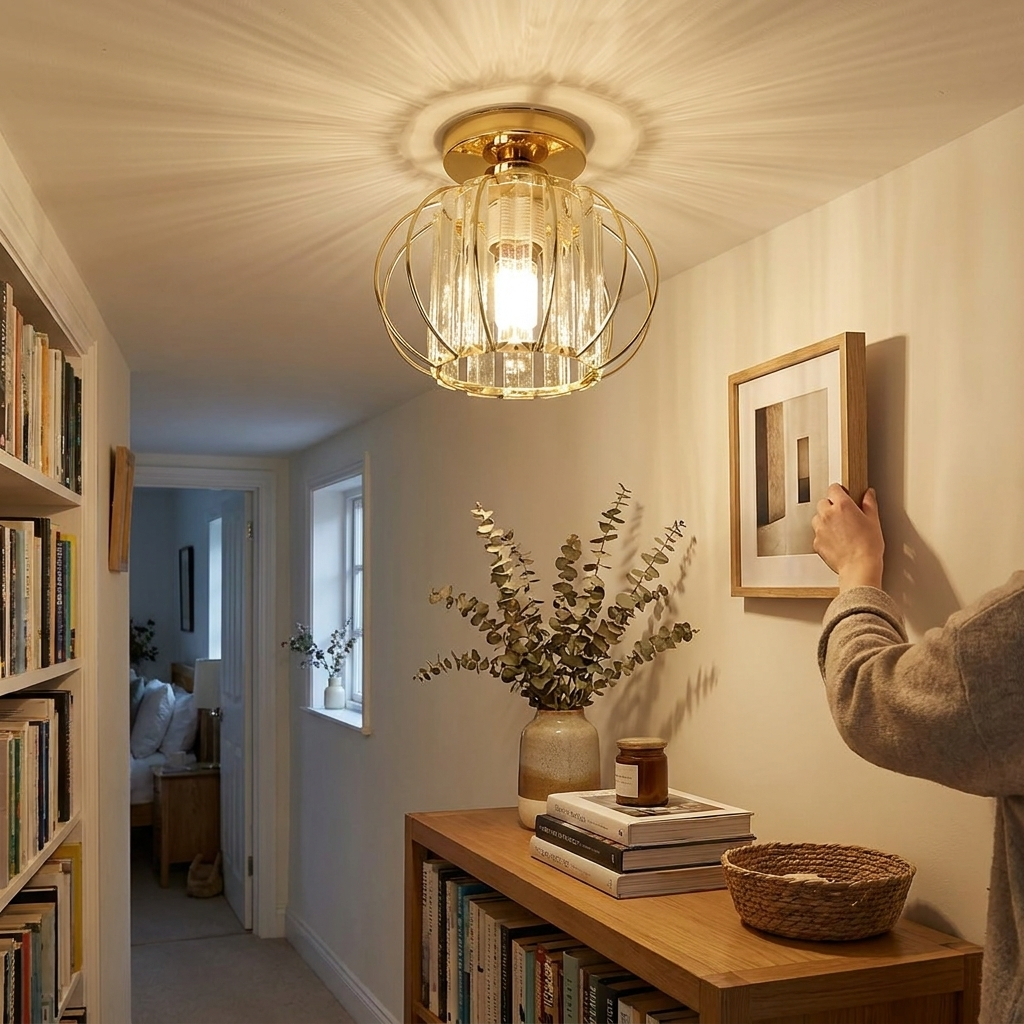 Glass Chandelier in use
