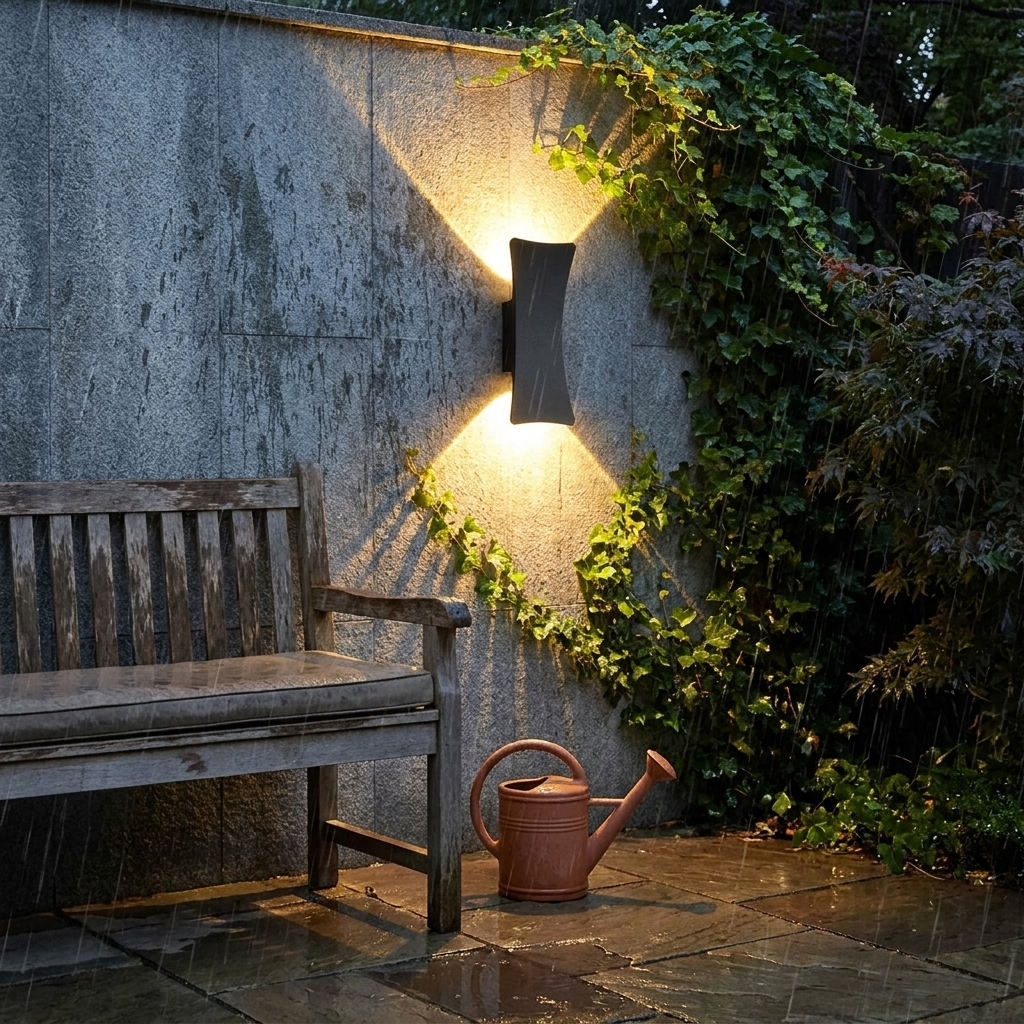 Modern Outdoor Wall Light in use