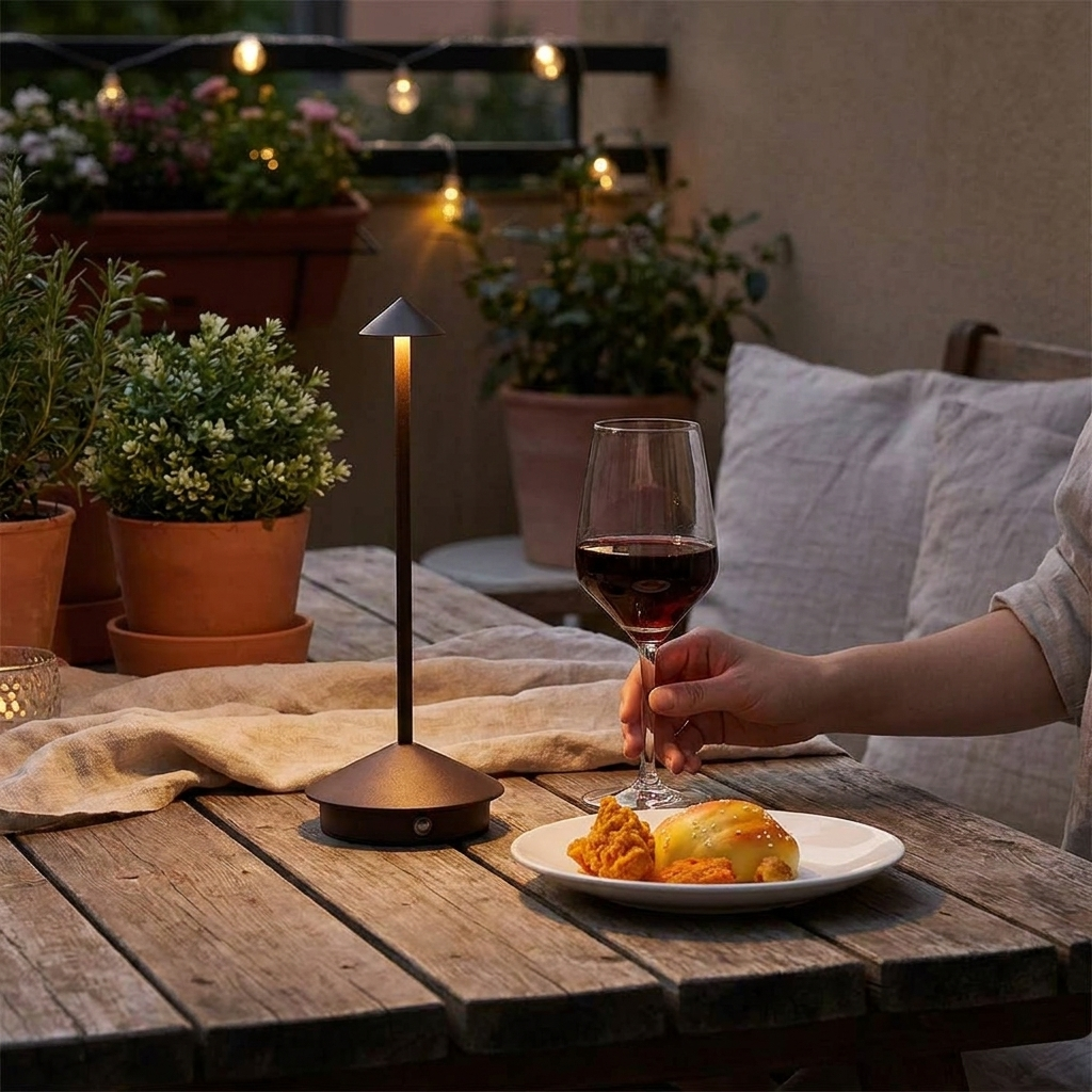 Dimmable Rechargeable Table Lamp in use