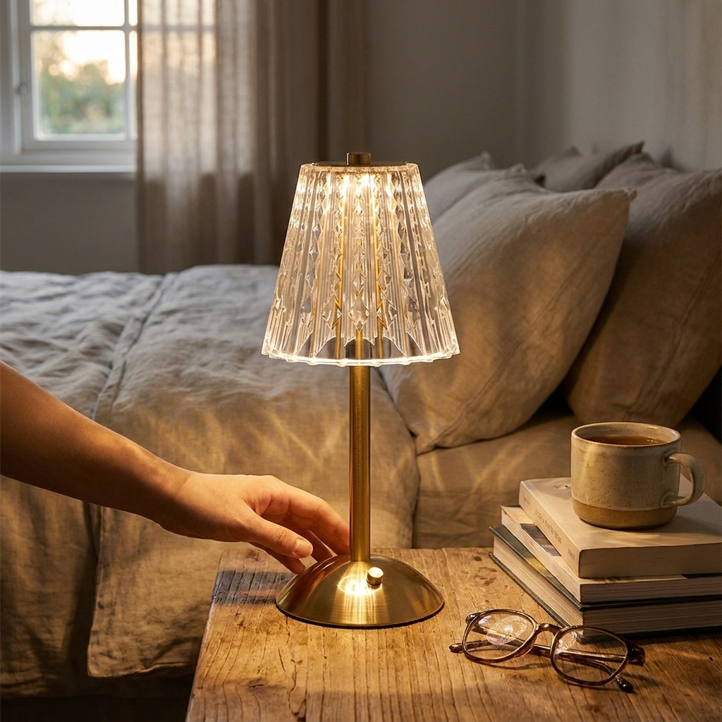 Luxury Crystal Table Lamp in use