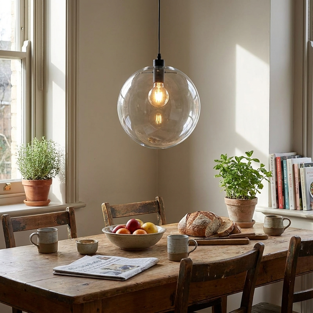 Modern Glass Pendant Light in use