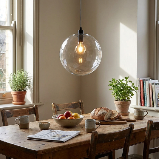 Modern Glass Pendant Light in use
