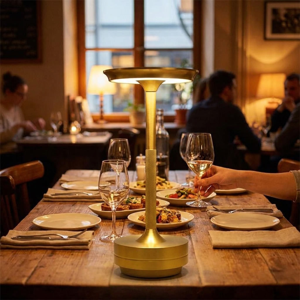 Vintage Rechargeable Table Lamp in use