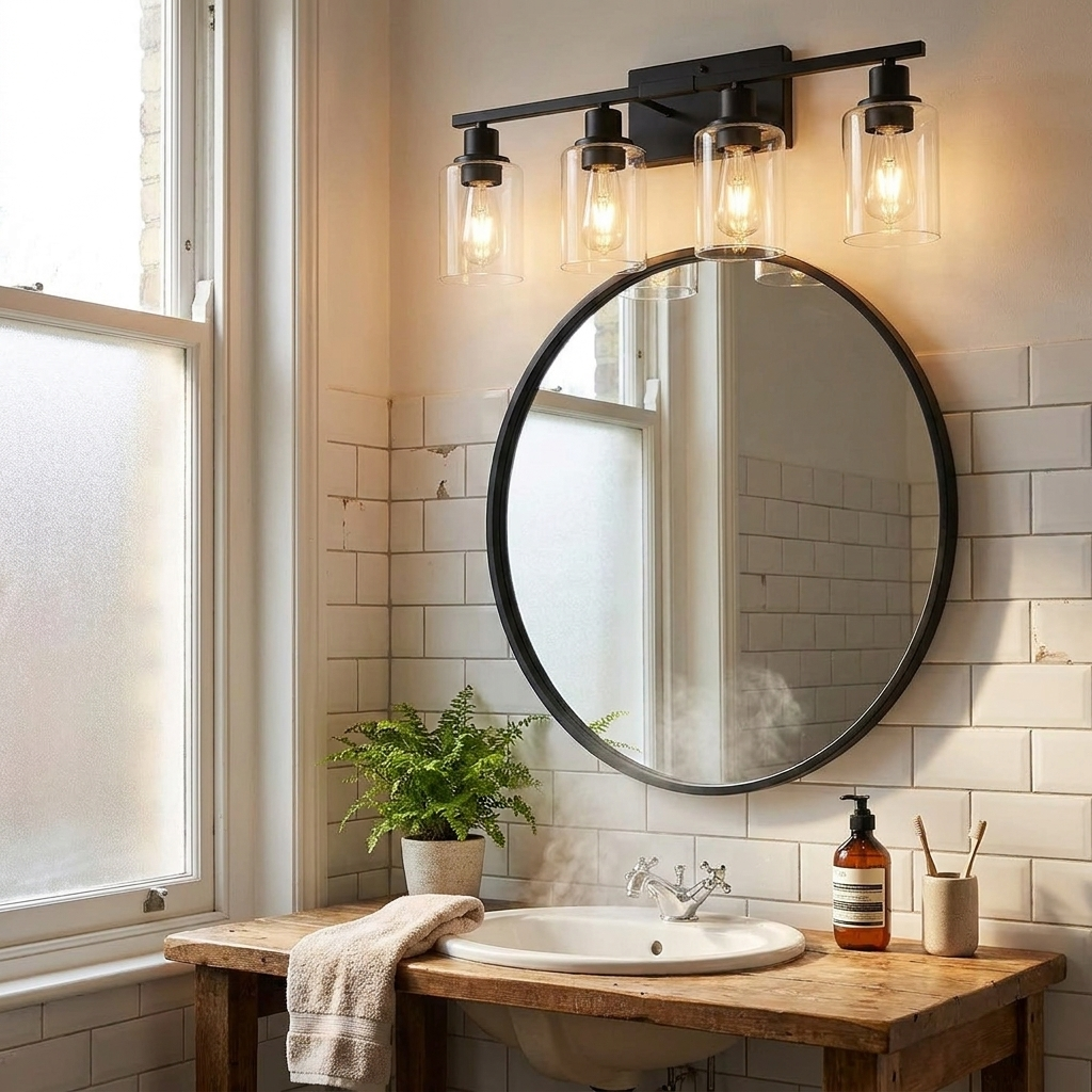 4-Light Bathroom Matte Black lifestyle