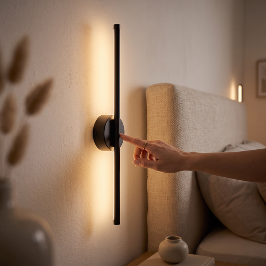 Paragon Dimmable Rechargeable Wall Light mounted cordlessly in a bedroom