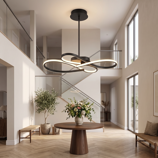 Paragon Modern Tiered Chandelier in a double-height entryway