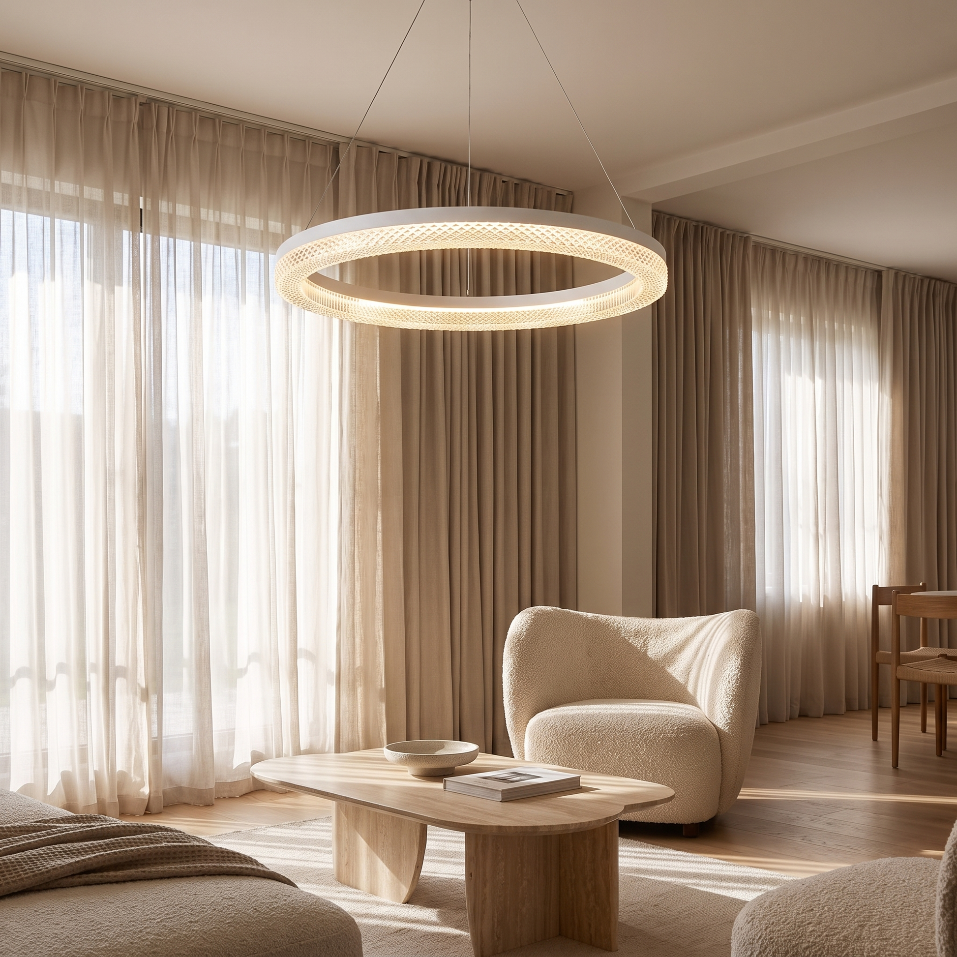 Paragon Minimalist Luxury Chandelier in an open-plan living room