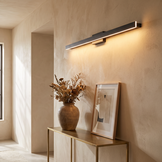 Paragon Brass Modern Wall Light installed in a contemporary hallway