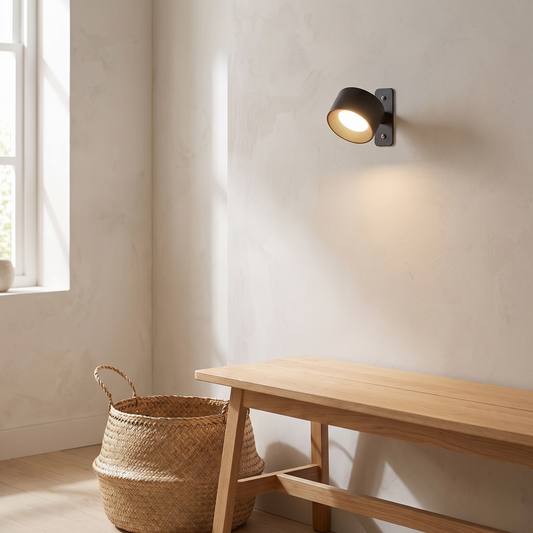 Paragon White Oak Nordic Wall Light in a Scandinavian hallway