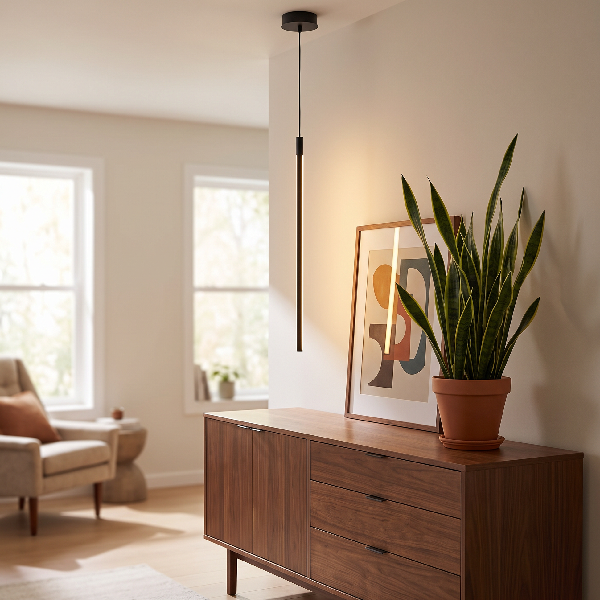 Paragon Modern Sputnik Chandelier in a mid-century living room