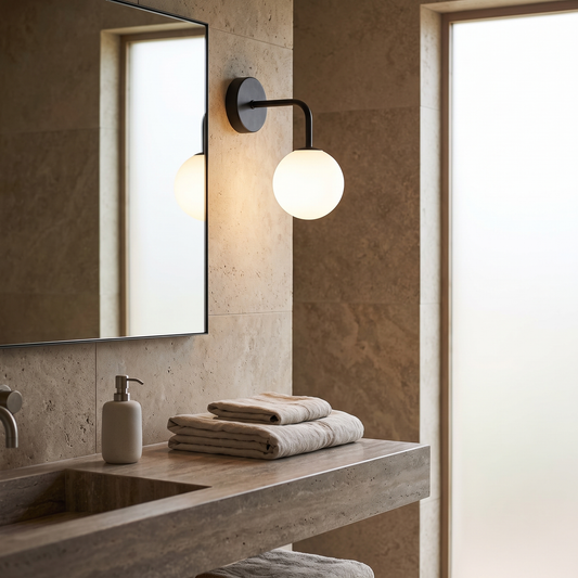 Paragon Nordic Bathroom Light above a vanity mirror