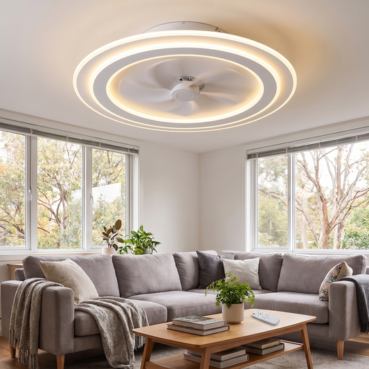 Paragon Bladeless Fan Ceiling Light in a modern living room