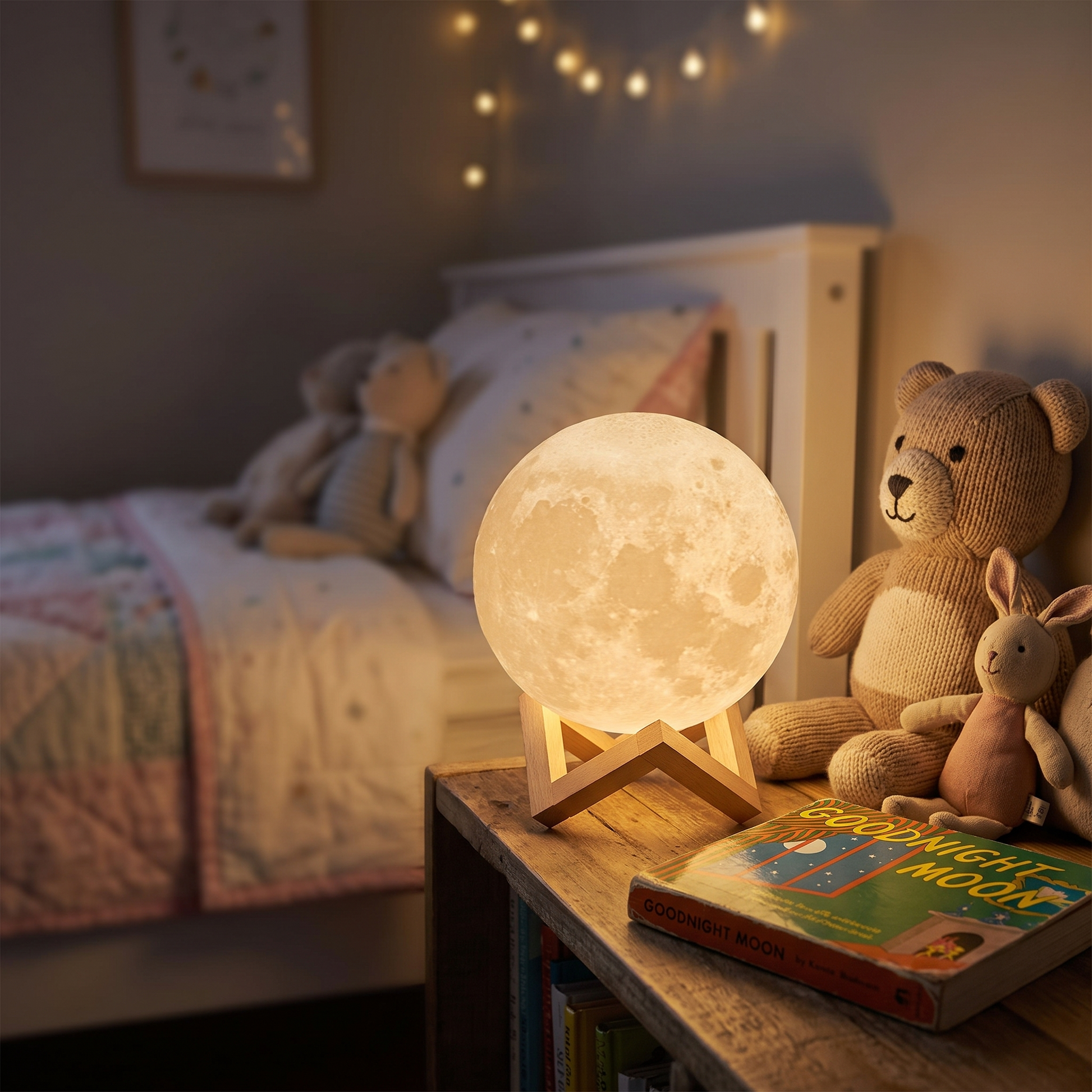 Paragon 3D Moon LED Night Light in a child's bedroom at night
